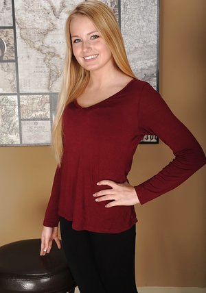 18 year old cuties Gigi Rivera & Teagan Summers strip down to socks on blanket